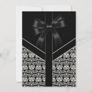 Elegante White and Black Damask Wedding Einladung
