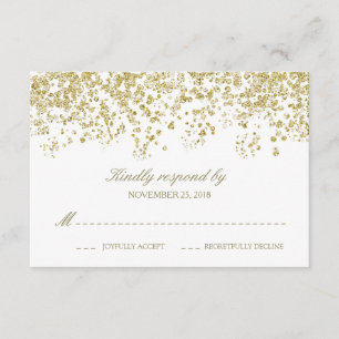 Elegante White and Gold Confetti Polka-Dots UAWG RSVP Karte