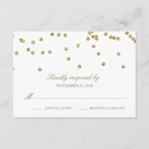 Elegante White and Gold Confetti Polka-Dots UAWG RSVP Karte