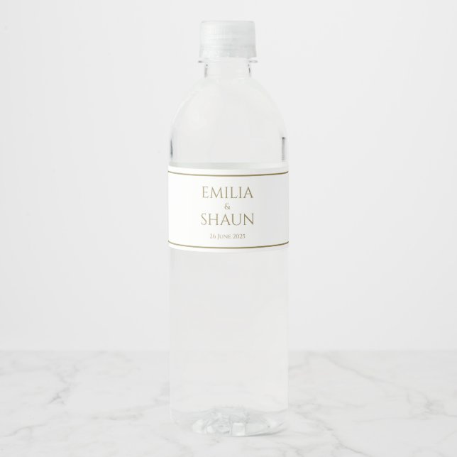 Elegante White and Gold Flaschen Labels (Vorderseite)