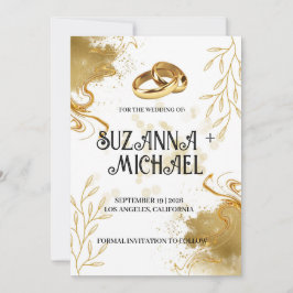 Elegante White and Gold Hochzeit Einladung