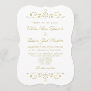 Elegante White and Gold Monogram Wedding Einladung