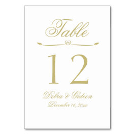 Elegante White and Gold Monogram Wedding Tischnummer