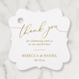Elegante White and Gold Monogram Wedding Vielen Da Geschenkanhänger