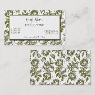 Elegante White and Gold Rose Custom Business Cards Visitenkarte