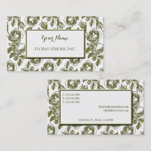 Elegante White and Gold Rose Custom Business Cards Visitenkarte