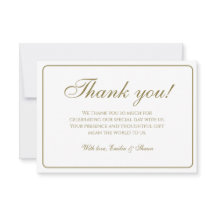 Elegante White and Gold Wedding Dankeschön Card