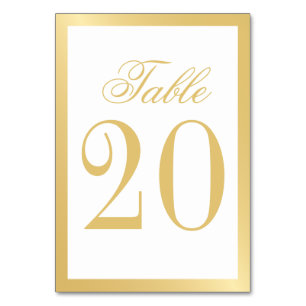 Elegante White and Gold Wedding Tischnummer