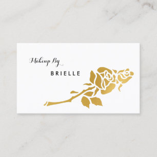 Elegante White and Imitats Gold Rose Makeup Artist Visitenkarte