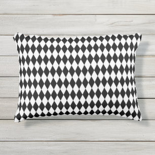 Elegante White Black Harlequin Geometrische Rhombu Kissen Für Draußen
