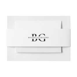 Elegante White & Black Monogram Einsendungen Hochz Einladungsbanderole