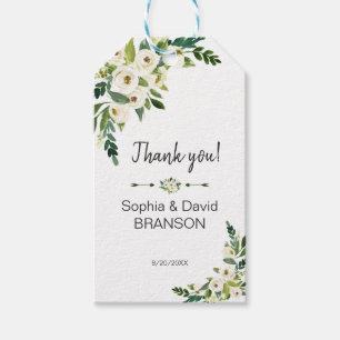 Elegante White Blooming Floral Handwriting Wedding Geschenkanhänger