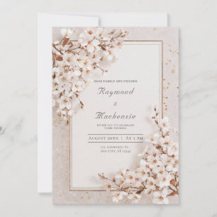 Elegante White Blossom Blumenhochzeit Einladung