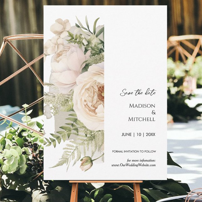 Elegante White Blume Bouquet Save The Date (Von Creator hochgeladen)