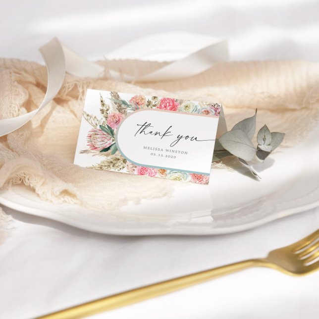 Elegante White Bohemisch Floral Dankeschön Karte (Von Creator hochgeladen)