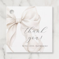Elegante White Bow Baby Shower Geschenkanhänger