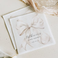 Elegante White Bow Baby Shower Serviette