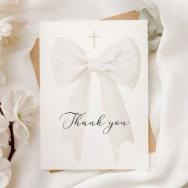 Elegante White Bow-Taufe Dankeskarte