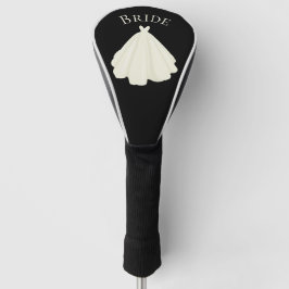 Elegante White Bride Gown Typografy Black Wedding Golf Headcover