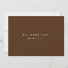 Elegante White & Brown Bachelor Party Einladung