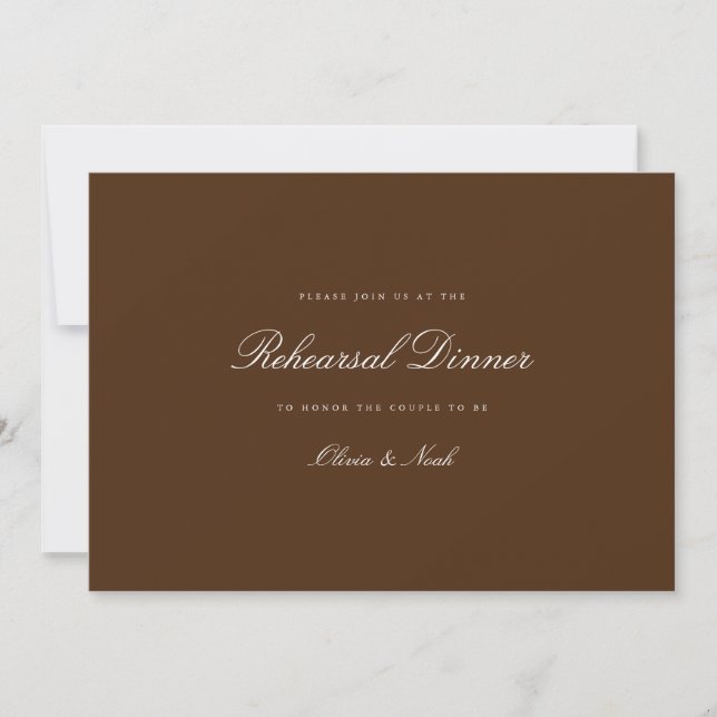 Elegante White & Brown Probe Dinner Card Dankeskarte (Vorderseite)