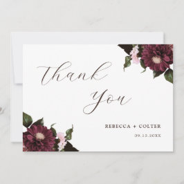 Elegante White Burgundy Floral Wedding Dankeskarte