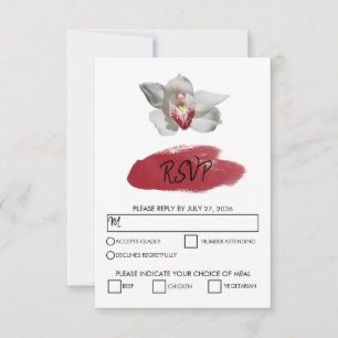 Elegante White Burgundy Orchid Wedding RSVP Cards Karte