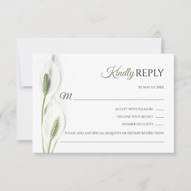 Elegante White Calla Lido UAWG Wedding RSVP Karte (Vorderseite)