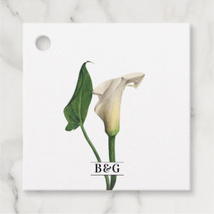 Elegante White Calla Lily Grüne Botanische Hochzei Geschenkanhänger