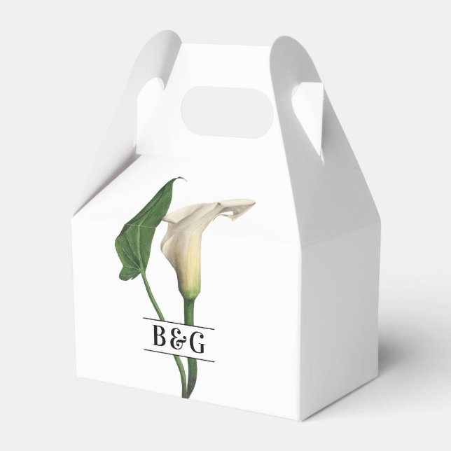 Elegante White Calla Lily Grüne Botanische Hochzei Geschenkschachtel (Vorderseite)