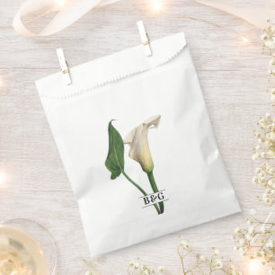 Elegante White Calla Lily Grüne Botanische Hochzei Geschenktütchen