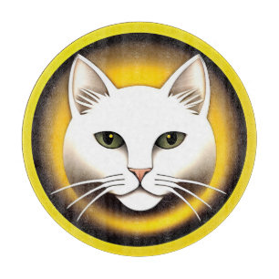 Elegante White Cat Illustration Schneidebrett