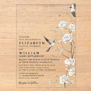Elegante White Chinoiserie Rodelbahn Acryleinladungen