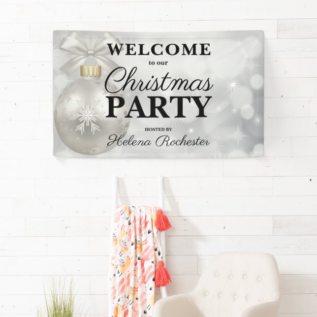 Elegante White Christmas Holiday Party Banner (Insitu)