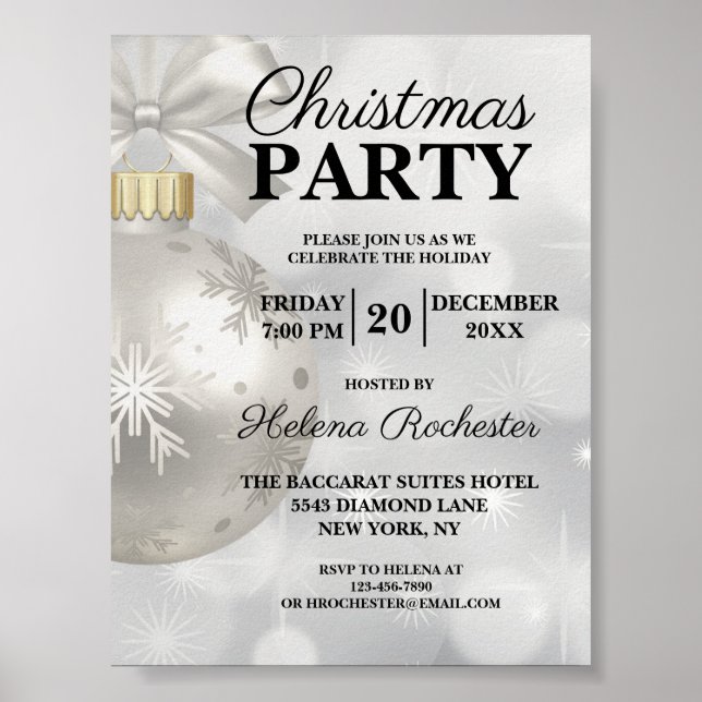 Elegante White Christmas Holiday Party Poster (Vorne)