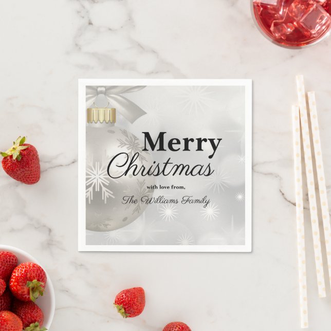 Elegante White Christmas Ornament Holiday Party Serviette (Beispiel)