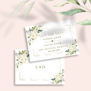 Elegante White Cream Blume Gold Glitzer Hochzeit Save The Date