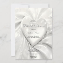 Elegante White Cream Heart Bridal Dusche Einladung