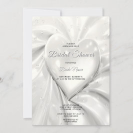 Elegante White Cream Heart Bridal Dusche Einladung