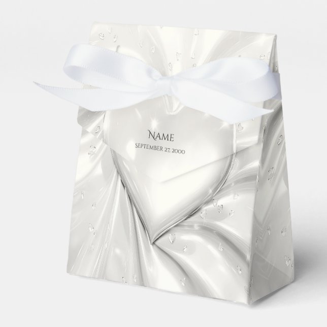 Elegante White Cream Heart Favor Box Geschenkschachtel (Vorderseite)