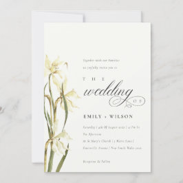 Elegante White Daffodil Watercolor Wedding Einladu Dankeskarte