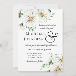 Elegante White Daisies Christliche Hochzeit Einladung