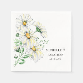 Elegante White Daisies Garden Floral Wedding Serviette