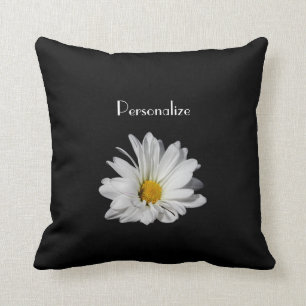 Elegante White Daisy Blume mit Namen Kissen