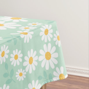 Elegante White Daisy Blume Pastellfarben Aquamarin Tischdecke