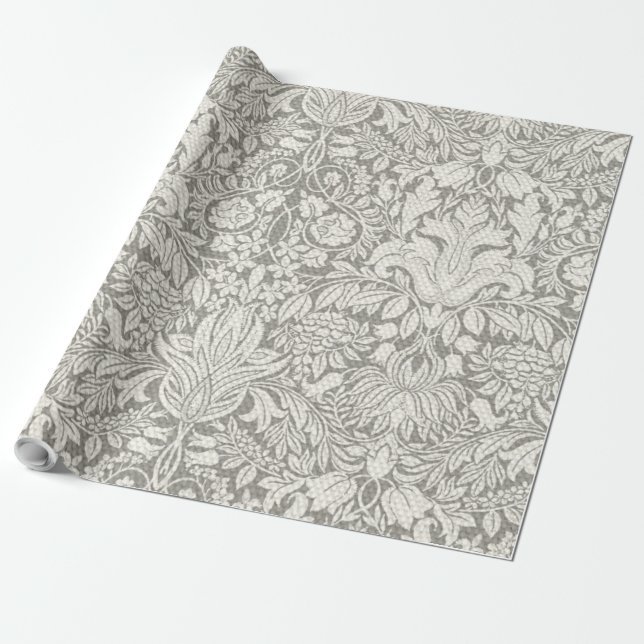 Elegante White Damask Floral Wohngestaltung Geschenkpapier (Ungerollt)