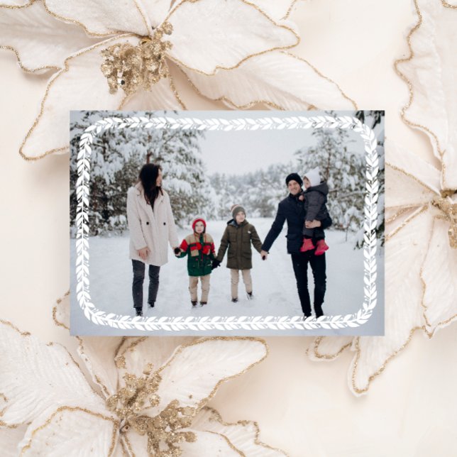 Elegante White Festive Garland Foto Feiertagskarte (Von Creator hochgeladen)