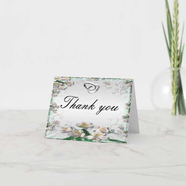 Elegante White Floral Dankeschön Karte (Vorderseite)