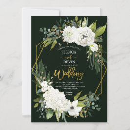 Elegante White Floral Gold Rahmen Hochzeit Einladung