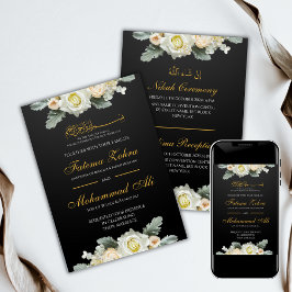 Elegante White Floral Muslim Hochzeit Einladung